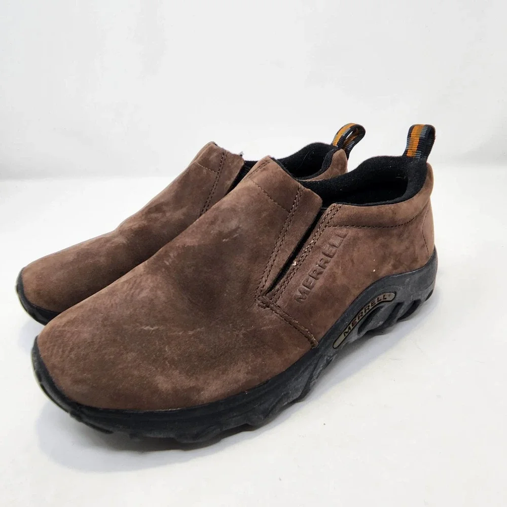 Merrell Kids Jungle Moc Slip on Shoes Size 5 Brown Nubuck Leather Comfort Shoes
